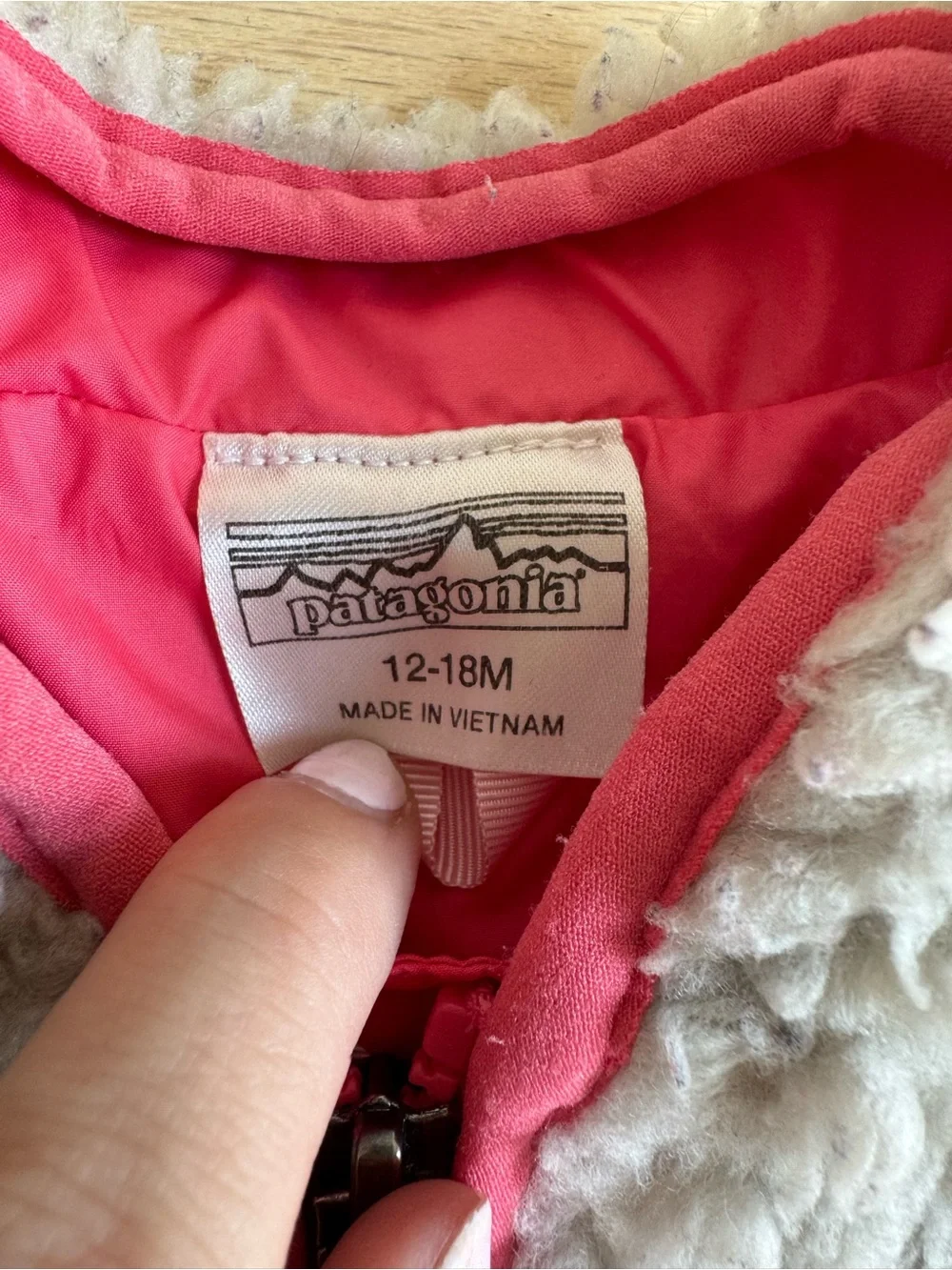 PATAGONIA Baby Retro-X Fleece Zip Jacket Girls 12-18m Natural Cream/Pink